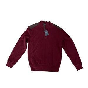 Daniel Cremieux size small wine maroon zip top sweater with patch sleeves